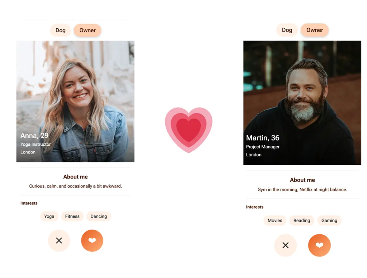 Owner profile previews showing potential matches